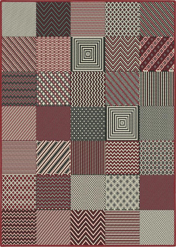 SrS Rugs® Luna Collection, Living Room Rugs, Hallway Runners, with Soft Smooth 8mm Pile. Contemporary Borders Design. 7 Colours, 9 Sizes (Square Patch Red, 160cm x 225cm) — image 1