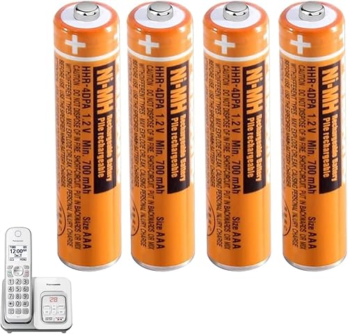 JAPUSOON Paquete de 4 baterías recargables NI-MH AAA para Panasonic, 1.2 V 700 mAh HHR-4DPA AAA Baterías para teléfono inalámbrico, control remoto,