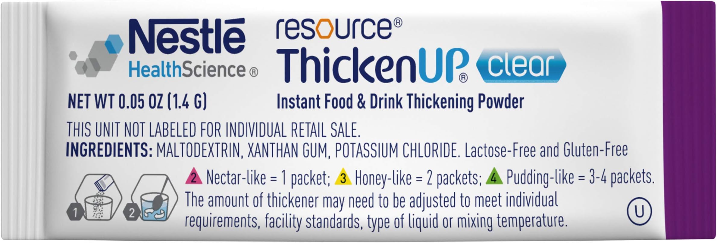 ReSource ThickenUp Instant Food and Drink Thickening Powder, Clear, 0.05 oz Packets