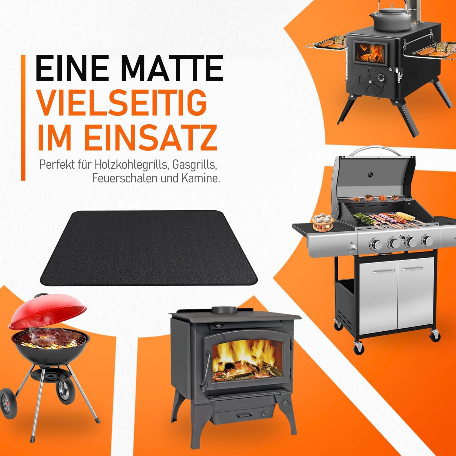 100x154cm Feuerfeste Unterlage Feuerschutzmatte- Hitzebeständig bis 980°C Hitzeschutzmatte- Leicht zu Reinigende Bodenschutzmatte, kaminmatte- Schützt Terrasse & Rasen vor BBQ Fett und Funken