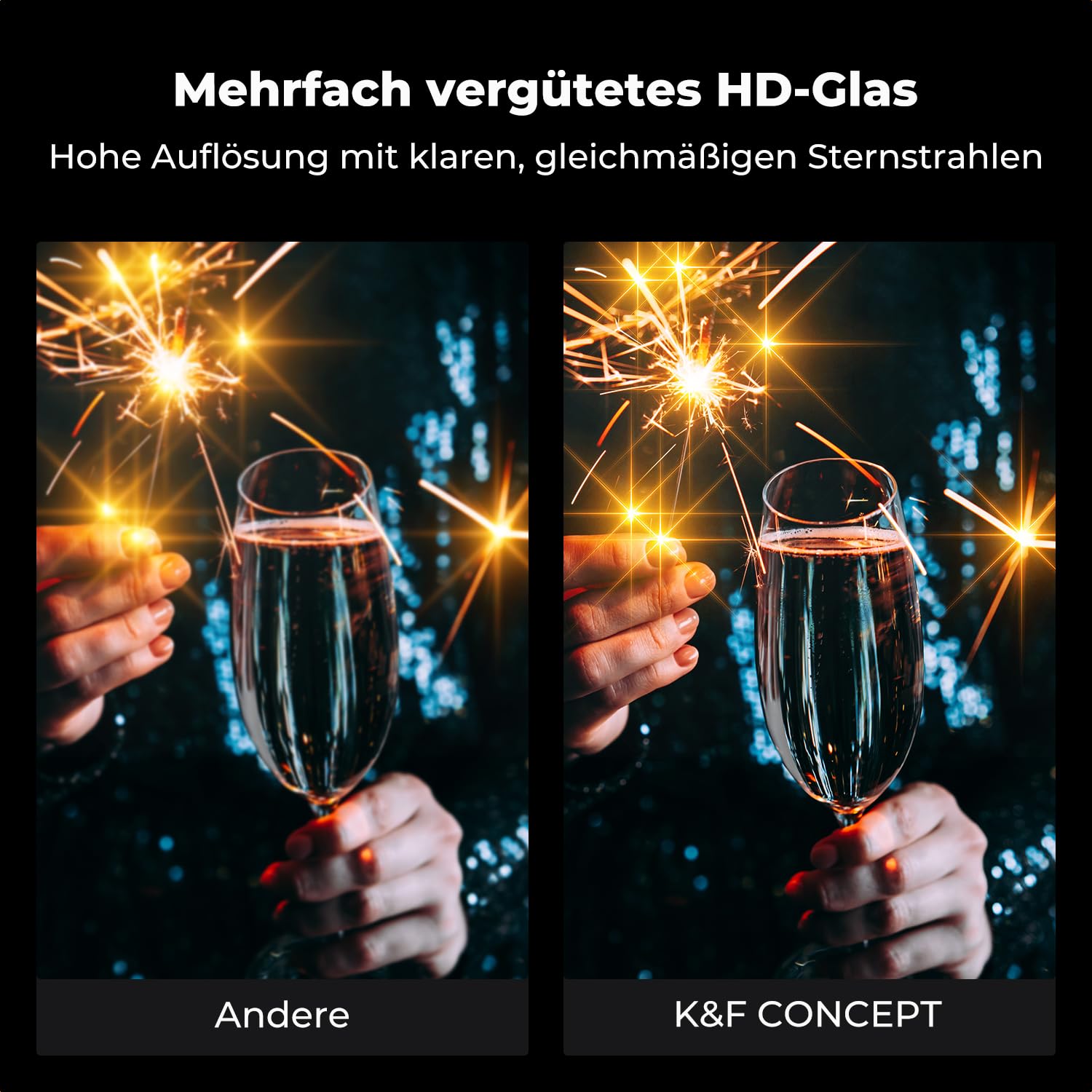 K&F CONCEPT Variabler Kurzstrahl-Sternfilter 4&8 Punkte Dezenter Glanz | 58mm,Optisches Glas,HD,Multi-Beschichtung,Wasserfest,für Nacht Lichtaufnahmen,Nano-Xcel Series