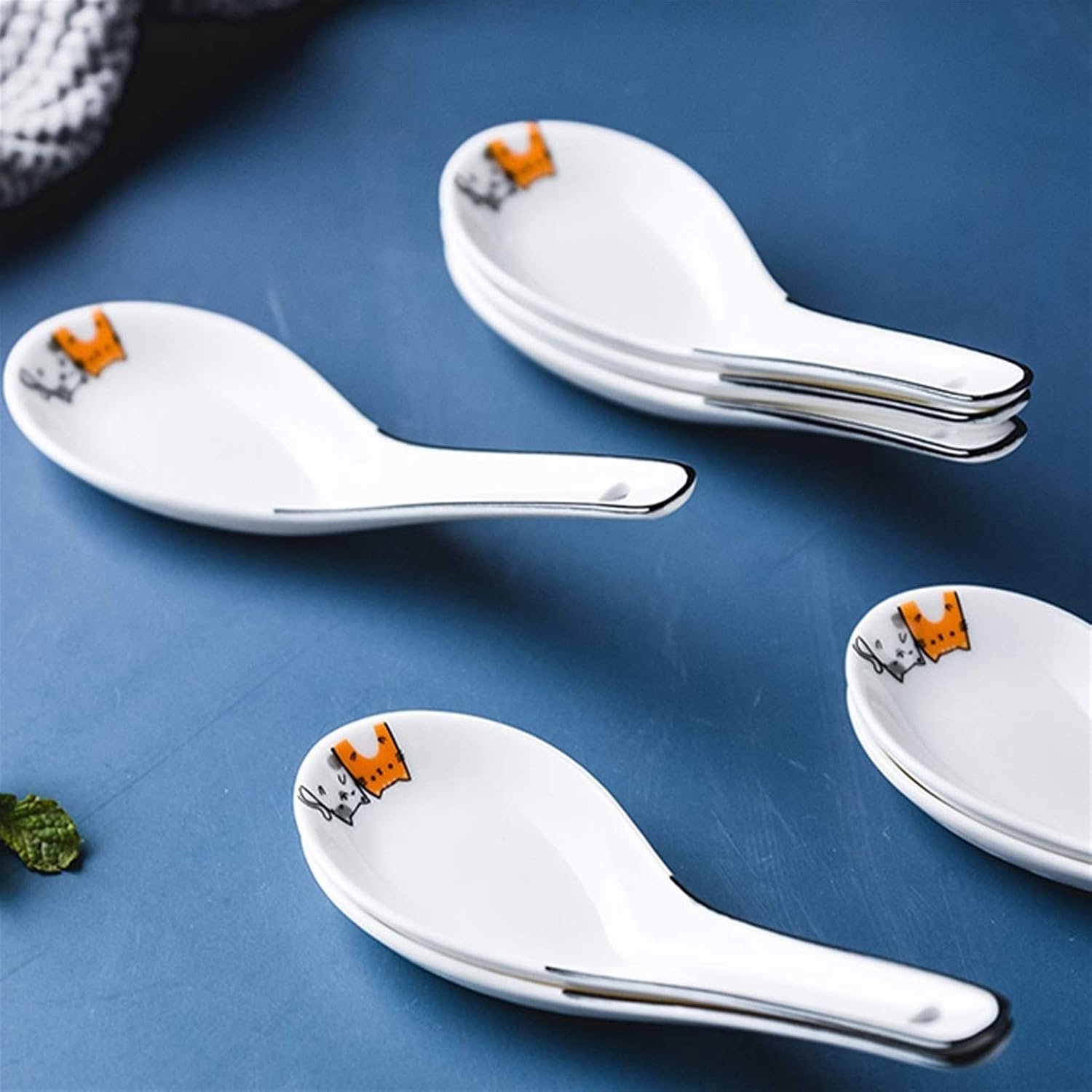 Scoop Cute Ceramic Spoon Set Consumer and Commercial Creative Rice Spoon 10 Pieces of Japanese Style Tableware Porcelain Spoon Soup Spoon image 3