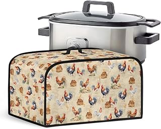 Coldinair Chicken Slow Cooker Cover with Pocket Small Appliance Covers Dust Cover Cute Farm Animal Electric Stew Pot Casserole Cooker Cover for Egg-oval 6 7 8 Quart Slow Cooker, Yellow
