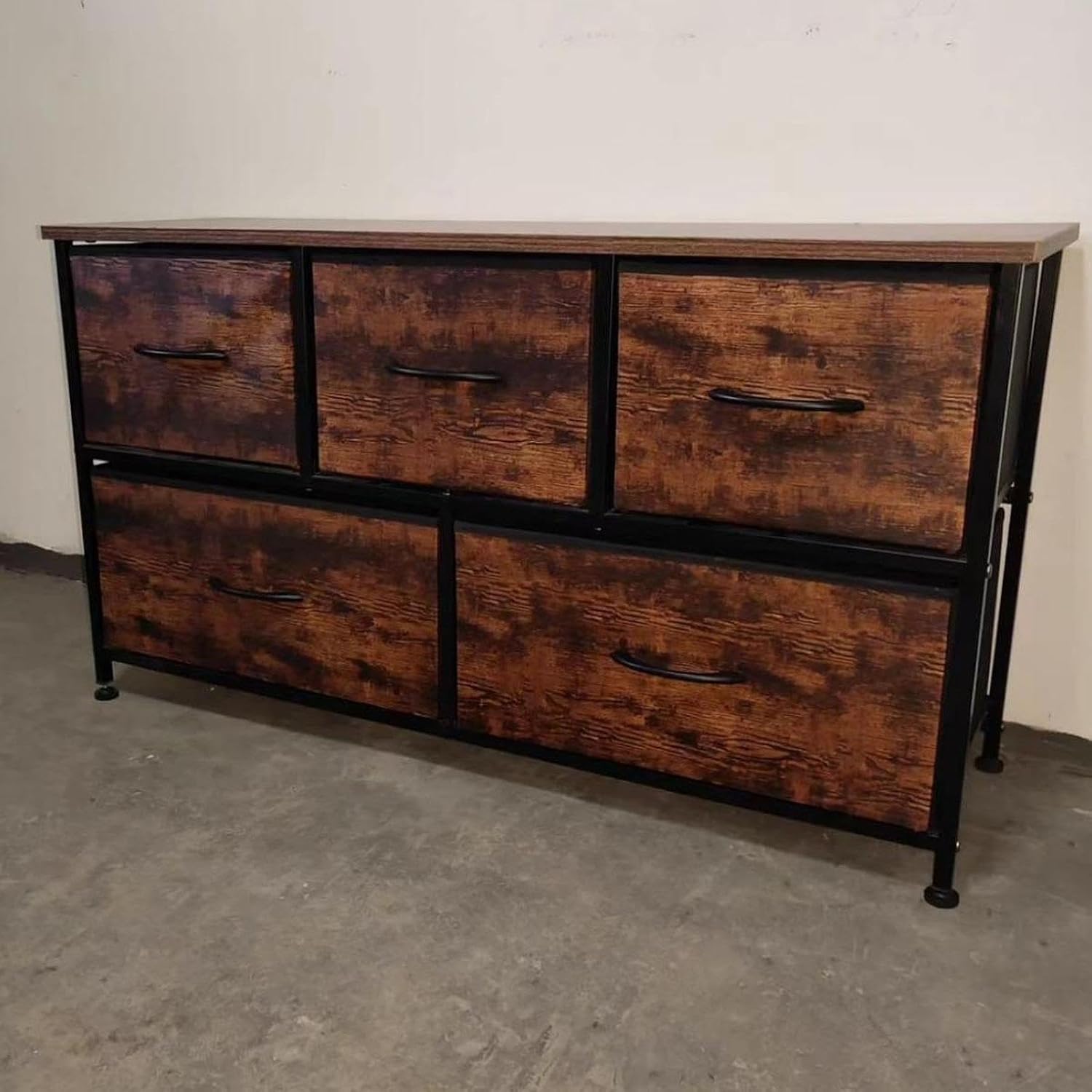 寝室用チェスト ファブリックドレッサー ナイトスタンド 洋服オーガナイザー キャビネット アパートの応接室用, グレー