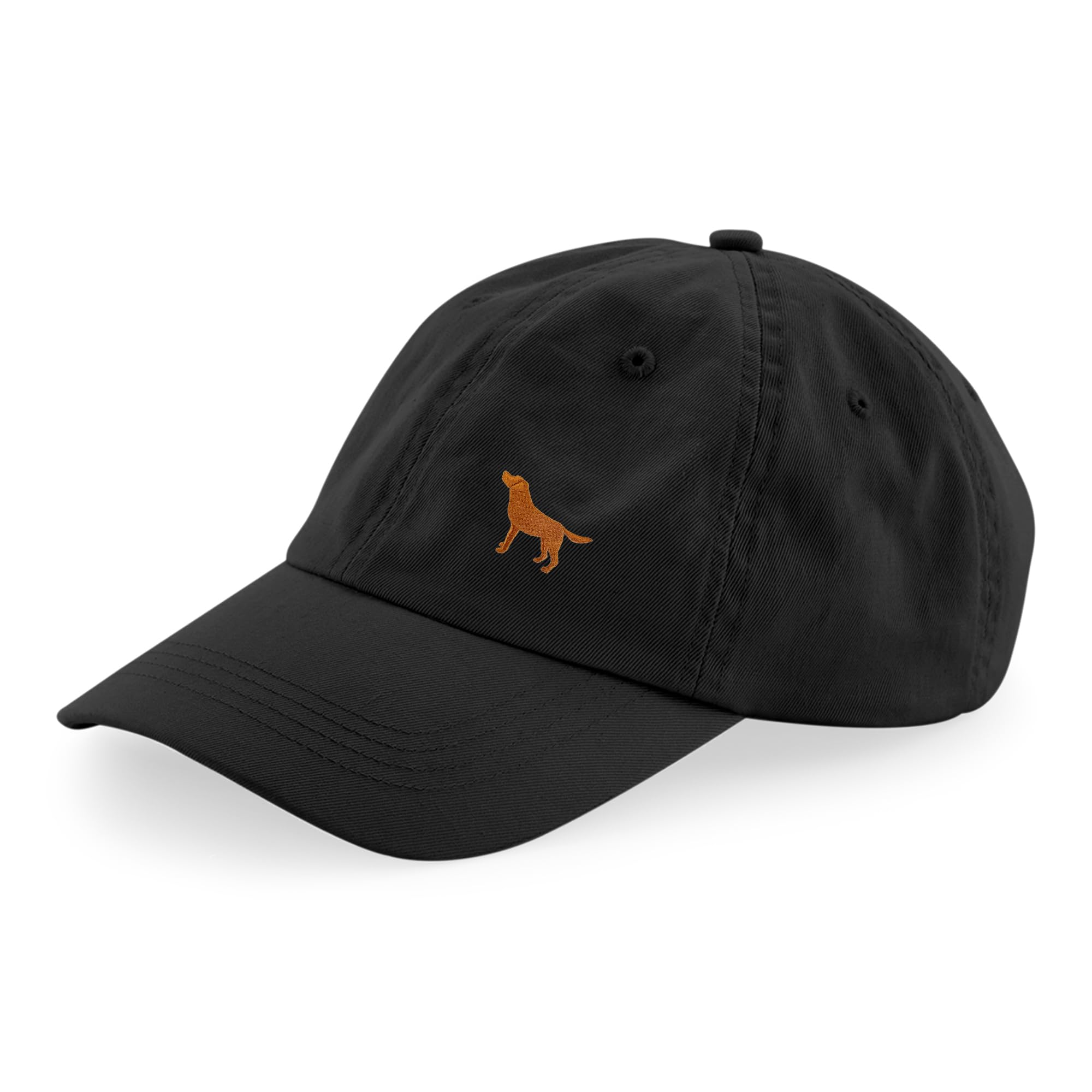 The House Of Dog: Fox Red Labrador Retriever Owner Gift. 100% Washed Chino Cotton Embroidered 6 Panel Unstructured Baseball Cap. Black