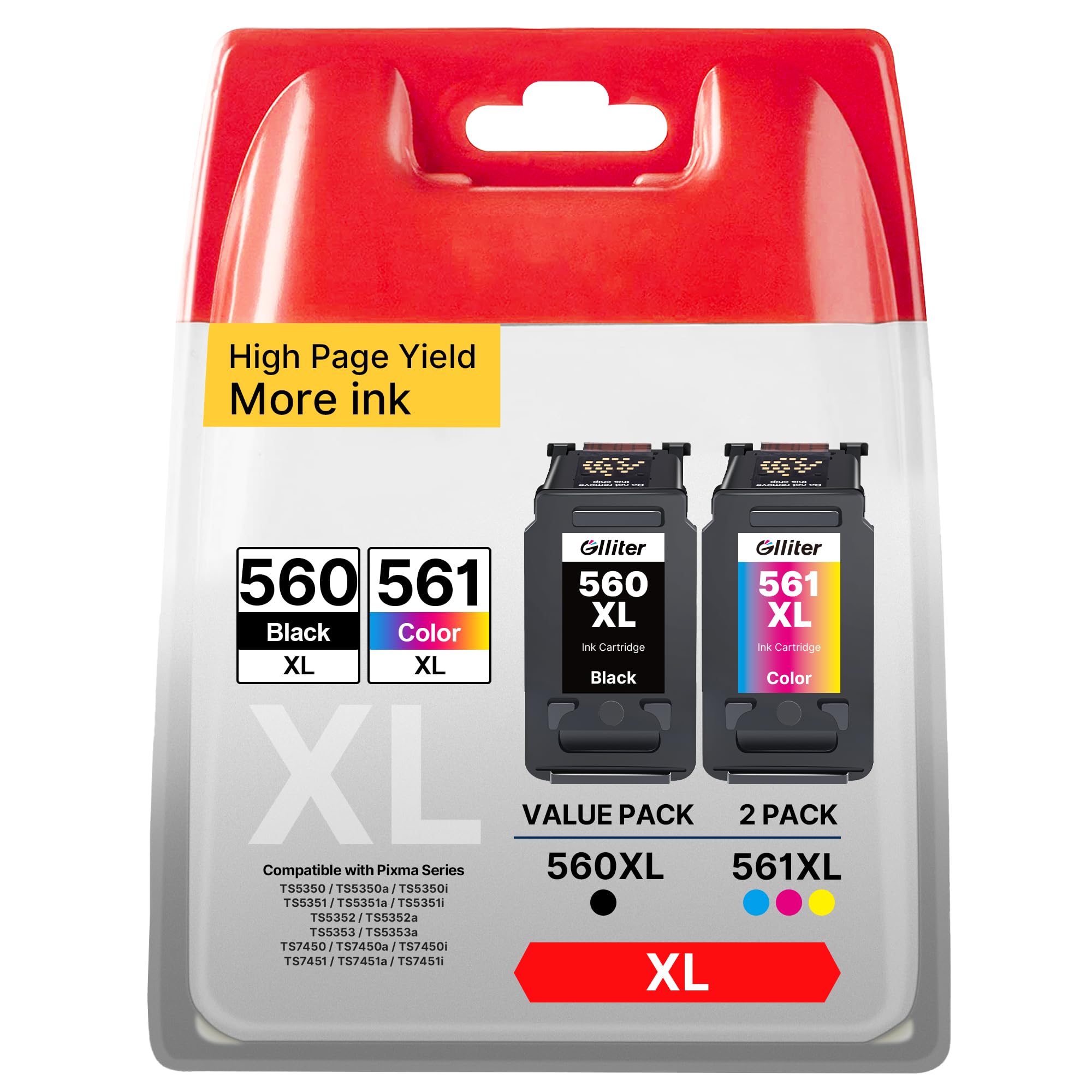 Glliter 903XL Multipack für HP 903 Druckerpatronen für HP 903 XL Kompatibel mit Officejet 6950 Druckerpatronen für Officejet Pro 6970 6960 6974(‎‎‎‎‎‎‎Schwarz Cyan Magenta Gelb, 4er-Pack)