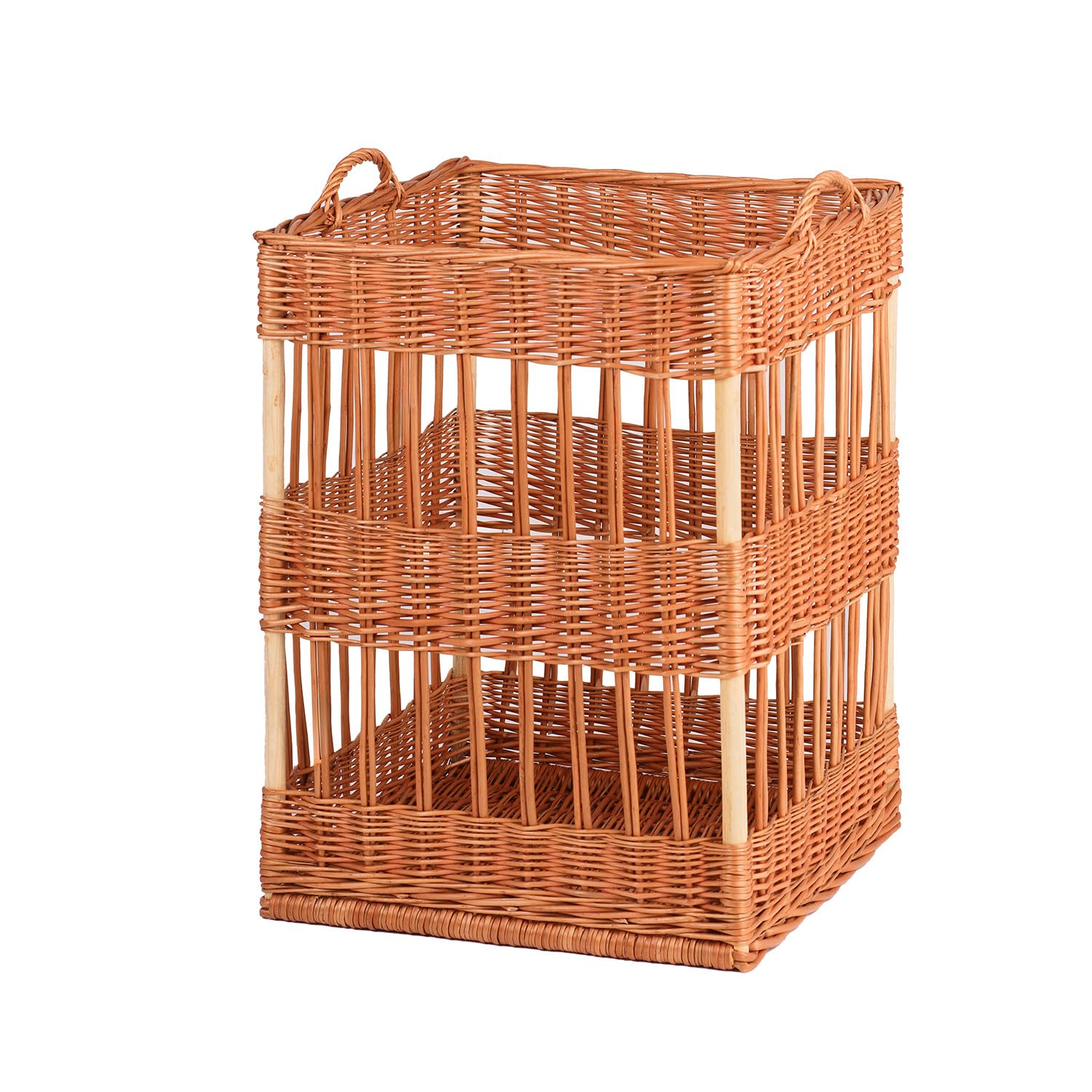 e-wicker24 Présentoir à pain debout, huche à pain en osier naturel, corbeille baguette en osier, panier de service (45x45 H60/60)