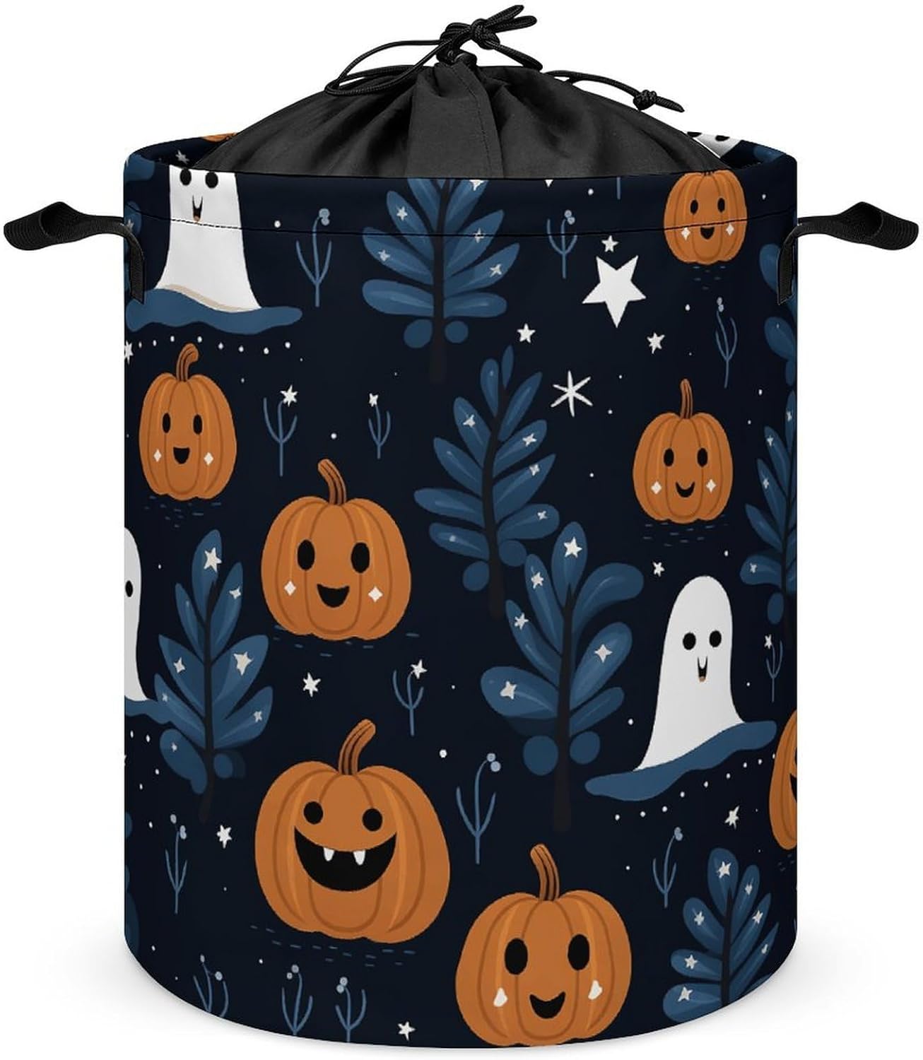 Cartoon Pumpkin Head Laundry Basket Collapsible Clothes Hamper with Reinforced Handles Large Capacity Waterproof Laundry Bag Freestanding Laundry Hamper for Bedroom Bathroom