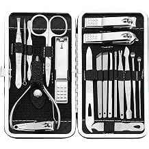 FIXBODY Father Gifts for Manicure Kit, Nail Clippers for Men Manicure Sets 19 Pieces, Nail Kit with Nail Cutter, Nail File, Fingernail Clippers, Toenail Clippers, Gift for Father Day, Balck