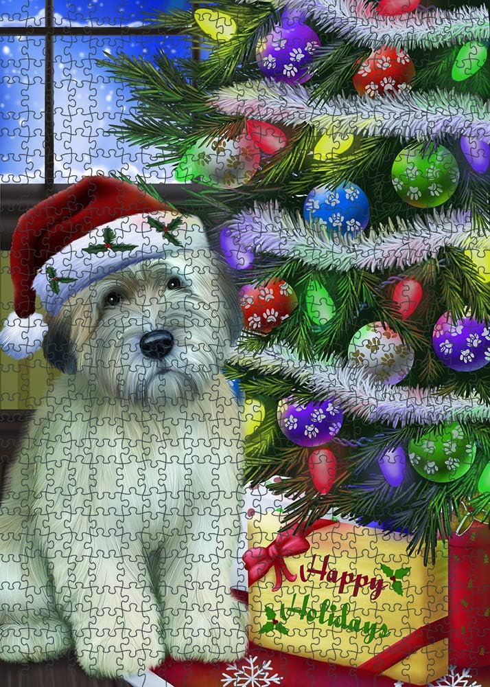 Christmas Tree with Presents Wheaten Terrier Dog Jigsaw Puzzle for Adults - Animal Printed Interlocking Puzzle Game Artwork - Gift for Dog Lover's -1000 Pcs 29.5"x19.7", PZLE58153