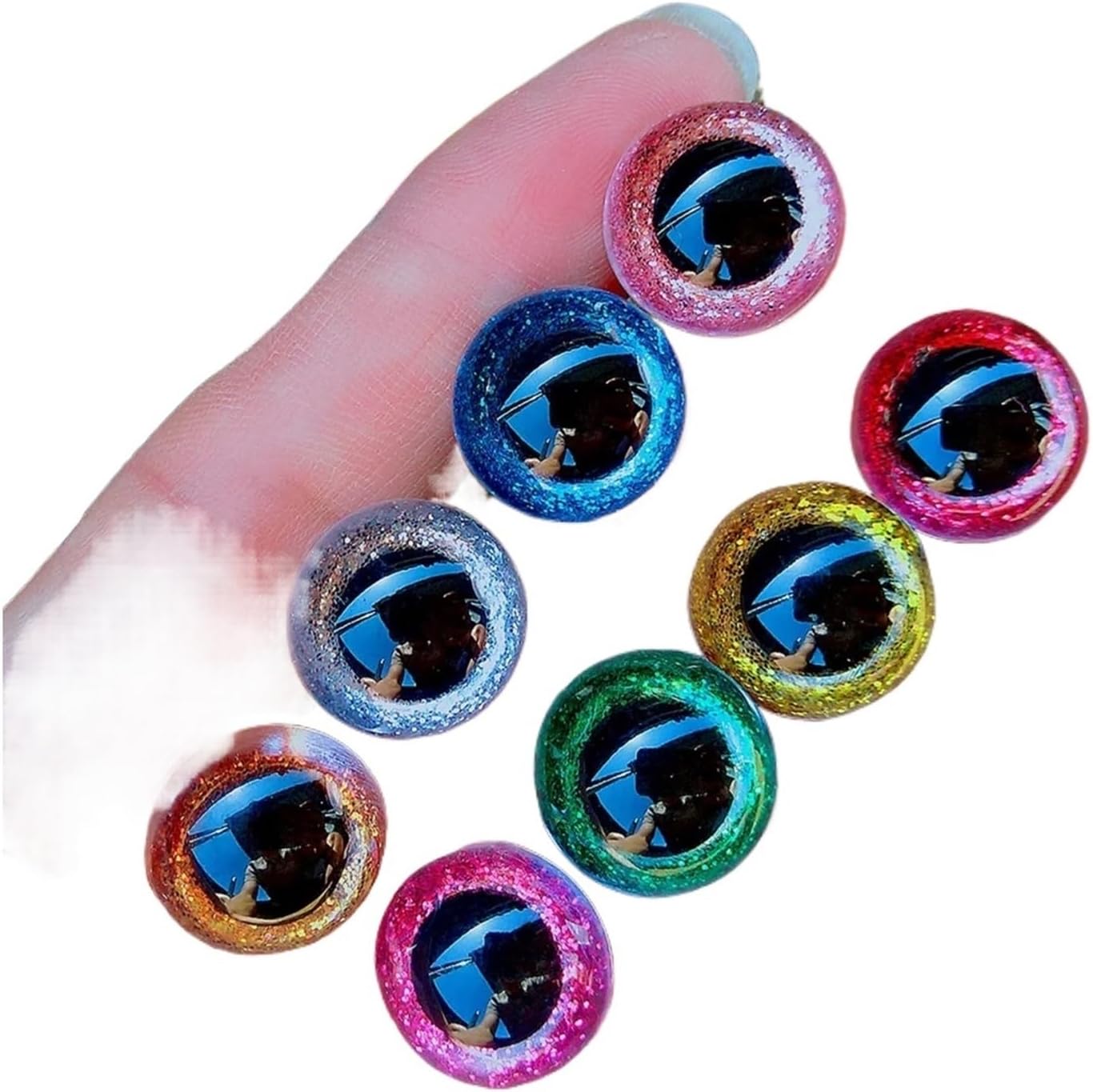 Safety Eyes for Crocheting 200pcs 3D Plastic Glitter Safety Eyes for Crochet Toys DIY Mix Bulk Mixed Sizes Toy Doll Making(Green,16mm)