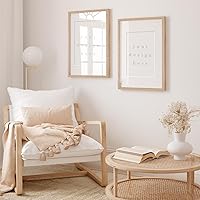 Vista 6 de 12x18 Oak Wood Picture Frame - Minimalist 12x18 Poster Frame, 12"x18" Picture Frame Wood, Natural Solid Wooden Picture Frames for Wall Art Photo and