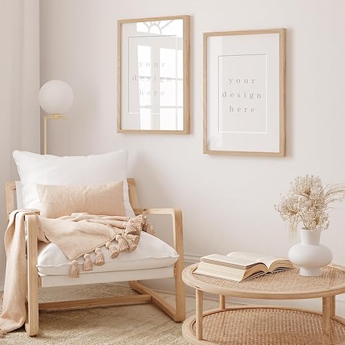 Miniatura 6 de 12x18 Oak Wood Picture Frame - Minimalist 12x18 Poster Frame, 12"x18" Picture Frame Wood, Natural Solid Wooden Picture Frames for Wall Art Photo and