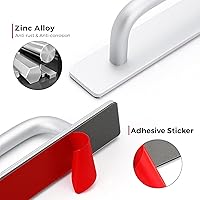 Vista 3 de Ravinte Manijas Adhesivas para Gabinete, Tiradores de Cajón Autoadhesivos, Manijas de Puerta de Closet Sin Taladro, Tiradores de Ventana de Plata