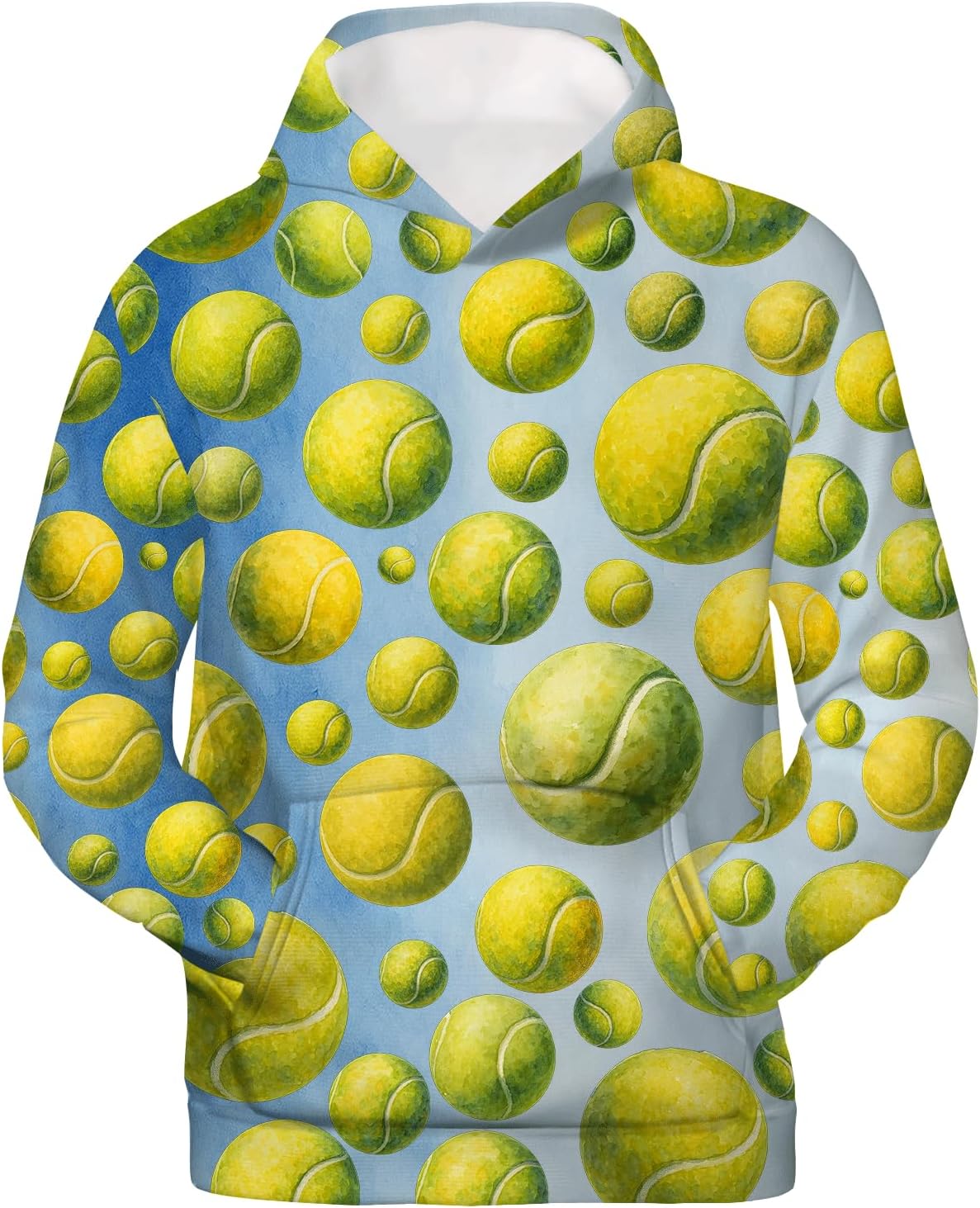 Youth Sports Ball Hoodie Sweatshirt for Boys Girls, All-Over Print, Kangaroo Pocket, Drawstring-Free Hood - Image 3