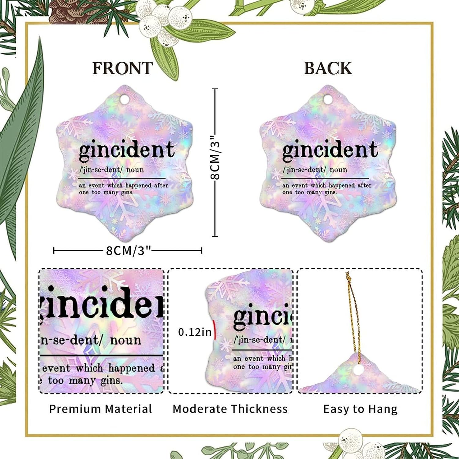 Gincident Christmas Ornaments 2023 Gincident Definition Christmas Decorations for Tree Word Description Ornaments Party Holiday Hanging Decorations Pendant