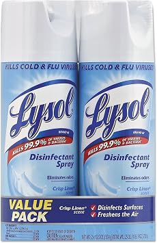 Lysol 89946 Disinfectant Spray Crisp Linen 12.5 oz Aerosol 2/Pack 6 Pack/Carton