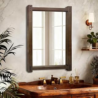 12 Brown Bathroom Decor Ideas for Warm Earthy Styling 19 Rustic Wood Bathroom Mirror 36