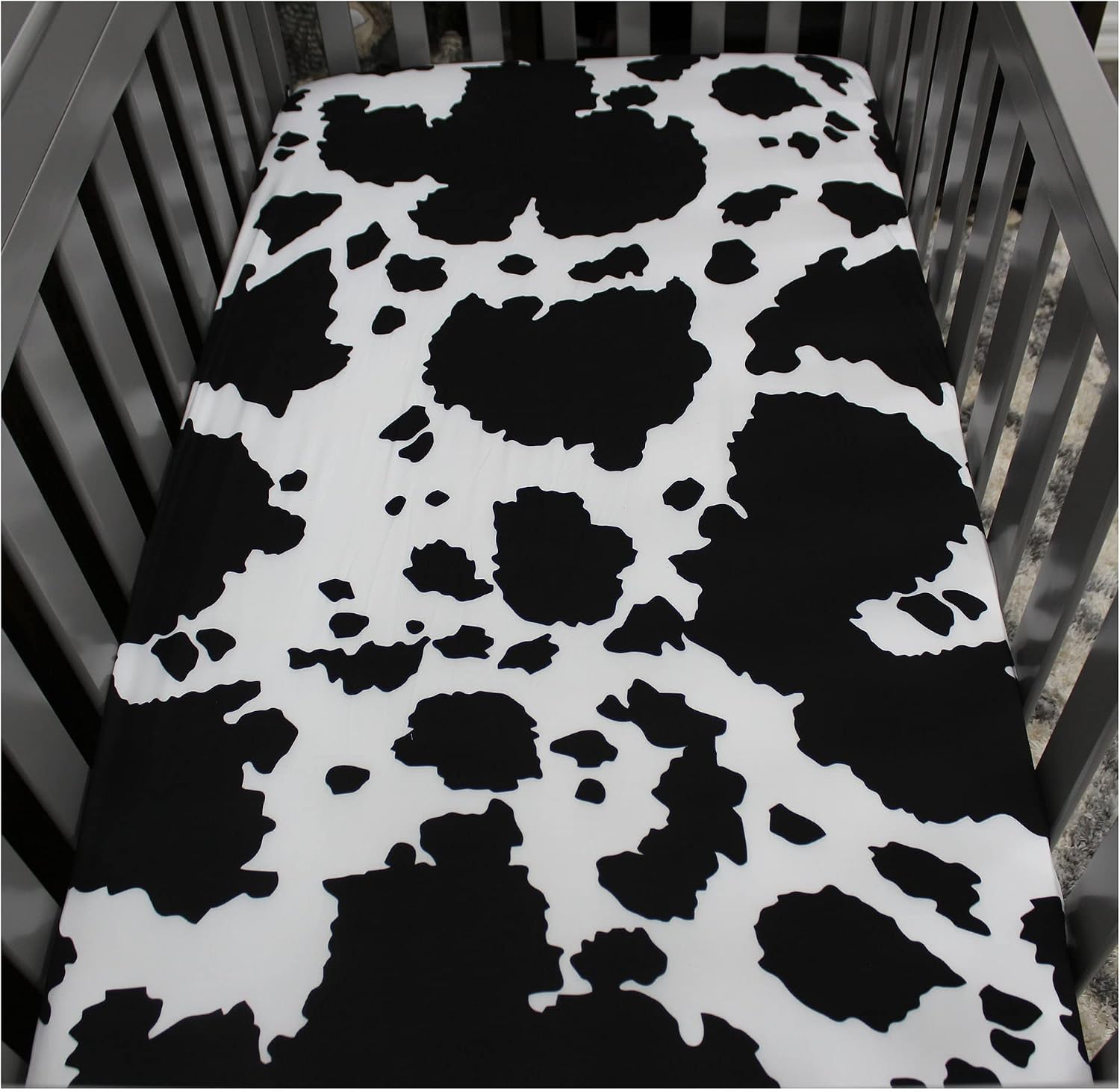 Dear Baby Gear - Baby Crib Sheets - Toddler Bed Sheets - Breathable Fitted Bed Sheet - Nursery Bedding - Cribs Mattress Cover - Crib Sheet for Girls & Boys - 52x28x10 (Black and White Holstein Cow)