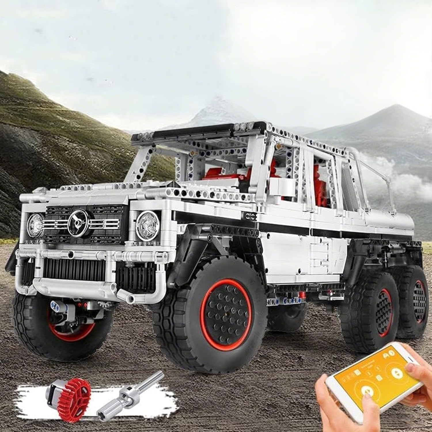 Mould King 13061 Technical Offroad Vehicle, 3832 PCS G700 6x6 Building Block Truck with Monster Engine, Offroad Kit Clamping Blocks for Birthday and Christmas