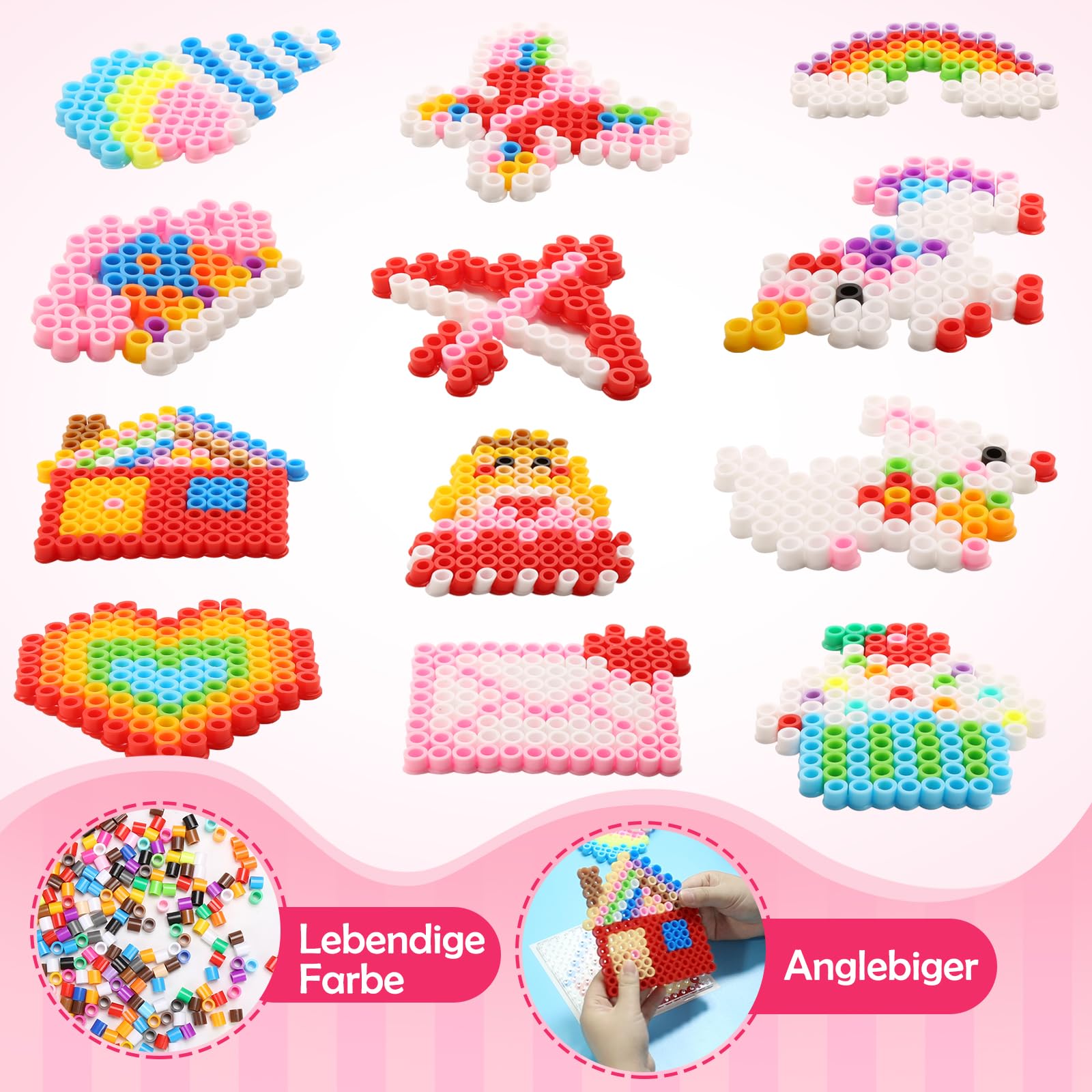 EIKEJI Juego De Perlas Para Planchar De 10 Mm – 1500 Cuentas XL Con Plantillas De Princesa, Sirenas Y Castillo, Ideal Para Niños +3 Años
