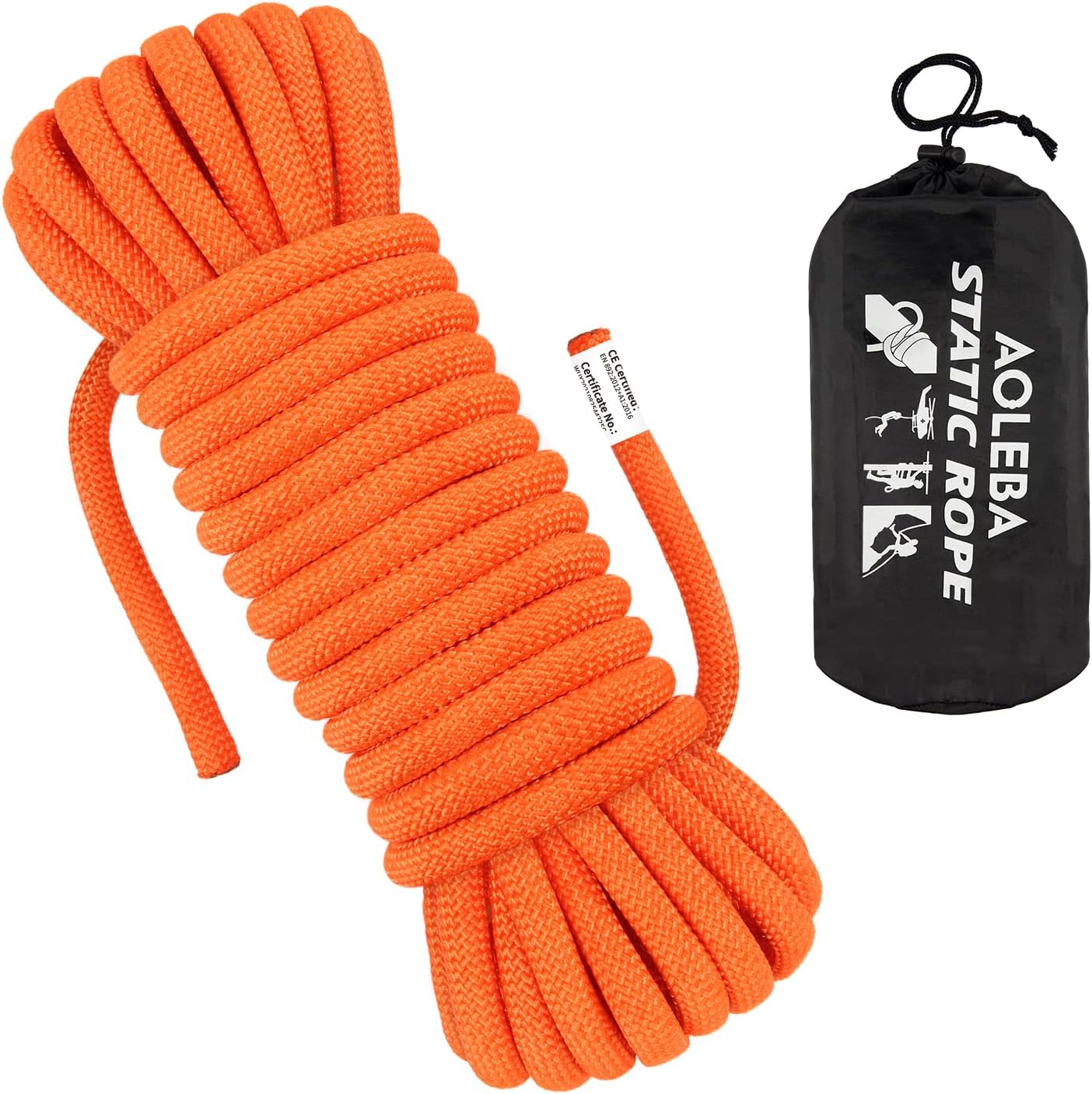 AOLEBA 10.5 mm Static Climbing Rope 10M(32ft) 20M(64ft) 30M(96ft) 50M(160ft) 70M(230ft) Outdoor Rock Climbing Rope, Escape Rope Ice Climbing Equipment Fire Rescue Parachute Rope