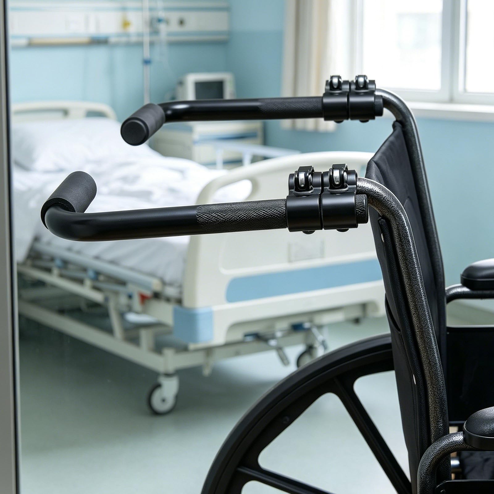2 extensores de manillar para silla de ruedas/cochecito, accesorios de asistencia para adultos, capacidad de peso de 136 kg (300 lbs), altura ajustable y diseño ergonómico.