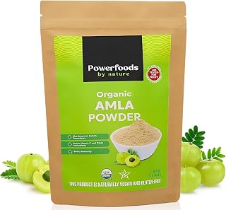 Powerfoods by Nature Organic Amla Powder – 1 lb | Premium Indian Gooseberry Superfood | Pack w/Vitamin C & Antioxidants | Supports Immunity & Digestive Health | 100% Raw & Pure USDA Certified Organic