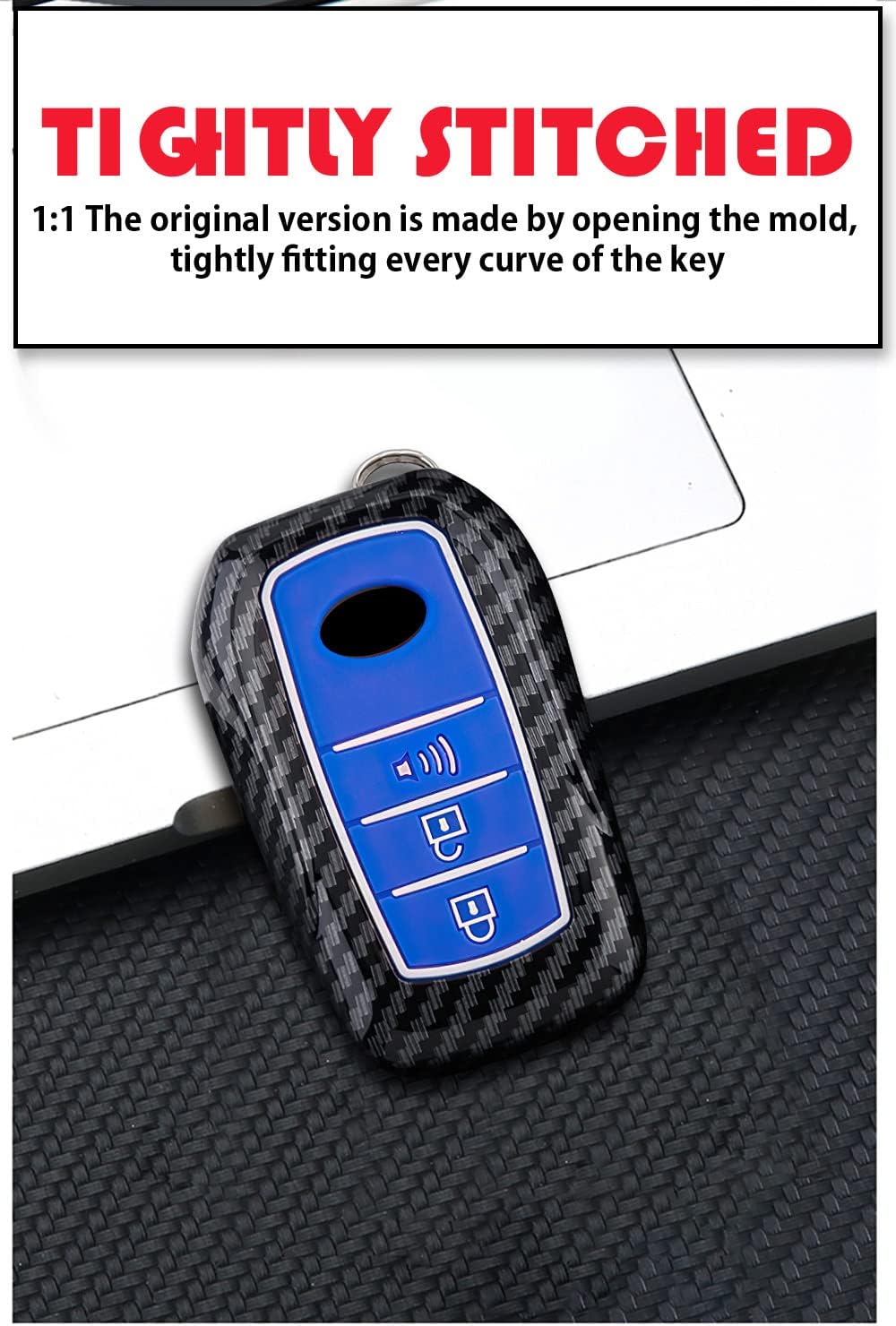 HIBEYO 3 Button Key Fob Cover for Toyota Hilux Fortuner Land Cruiser Camry Coralla Crown RAV4 Highland Accessories with Keychain Smart Remote Auto Key for Toyota Key Case Cover-3 Button A Black