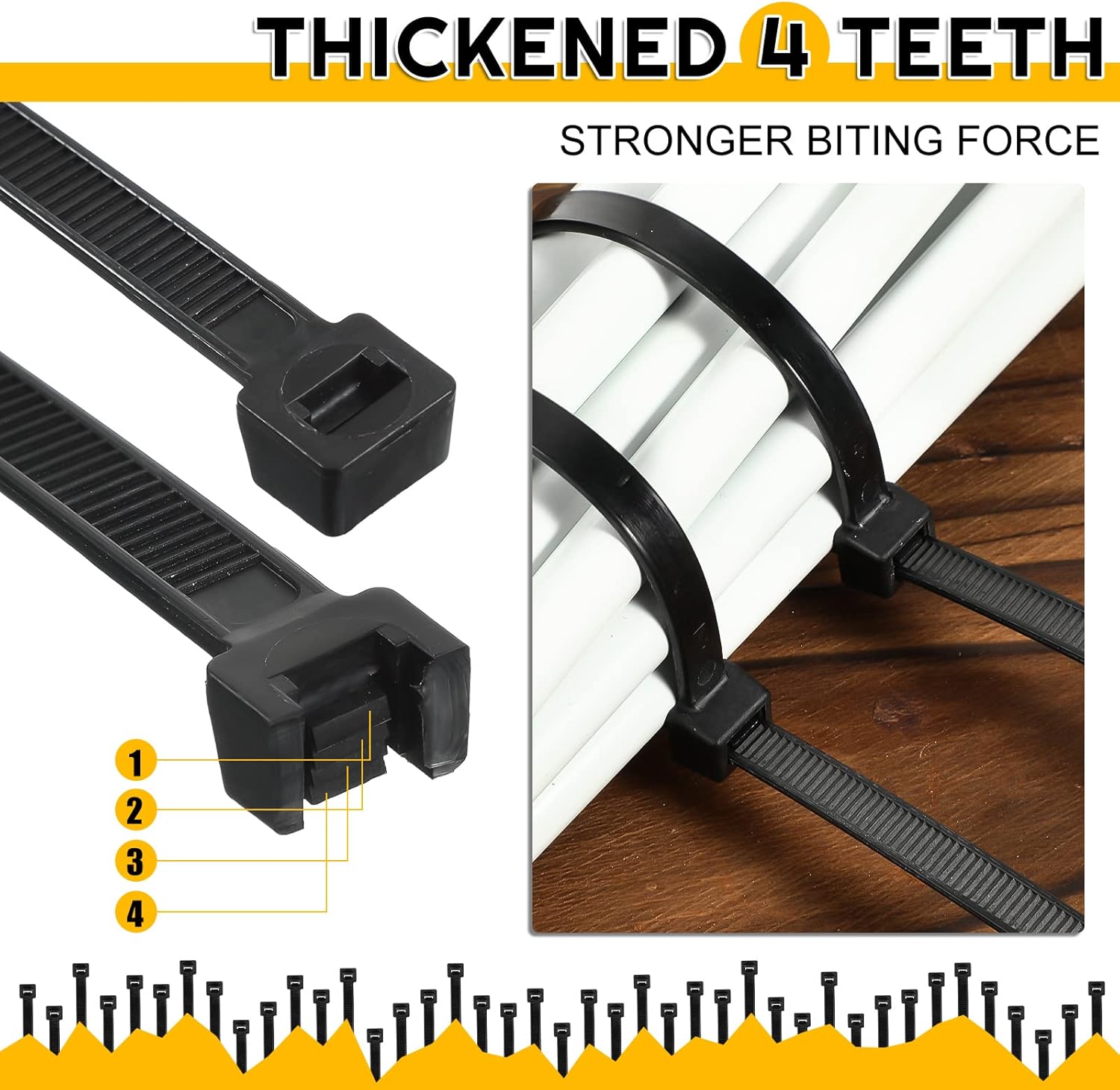 XunYee 48 Pcs 60 Inch Large Zip Ties Heavy Duty Outdoor Extra Large Zip Ties Extra Long Cable Wire Plastic Ties with 176 Pounds Tensile Strength Self Locking UV Resistant (Black)