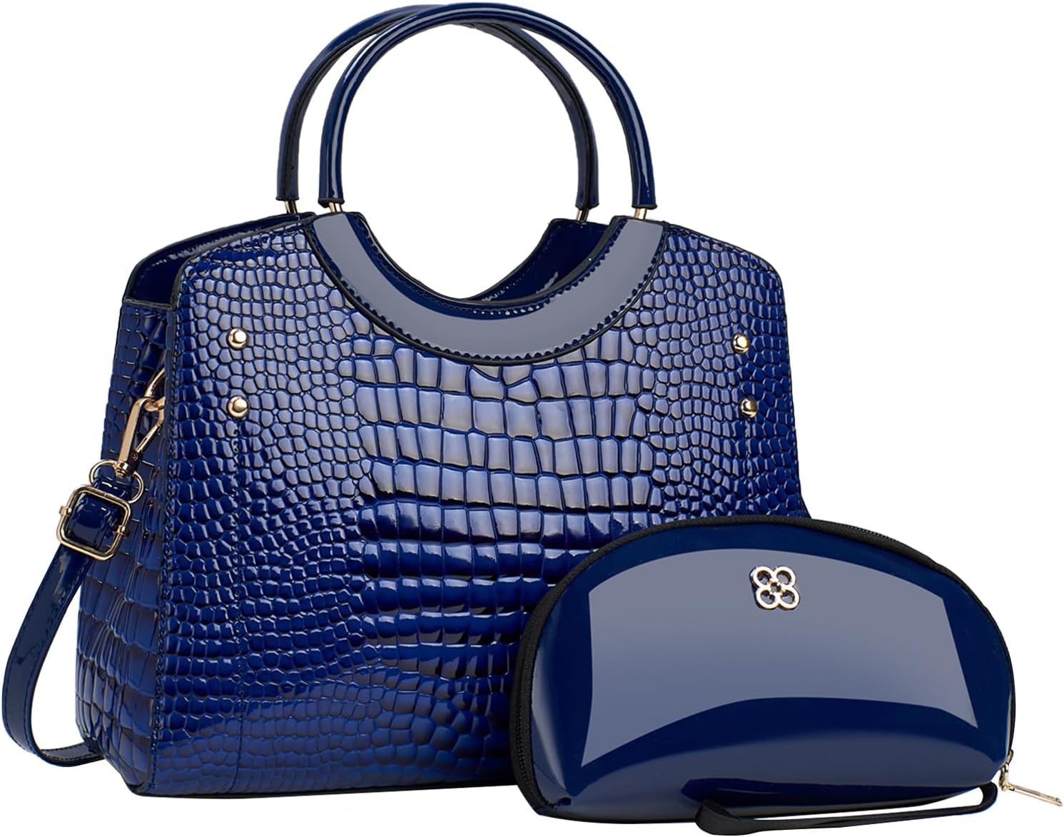 CORIOS PU Leather Handbag for Women Crocodile Embossed Shoulder Bag Waterproof Crossbody Bag Large Messenger Bag