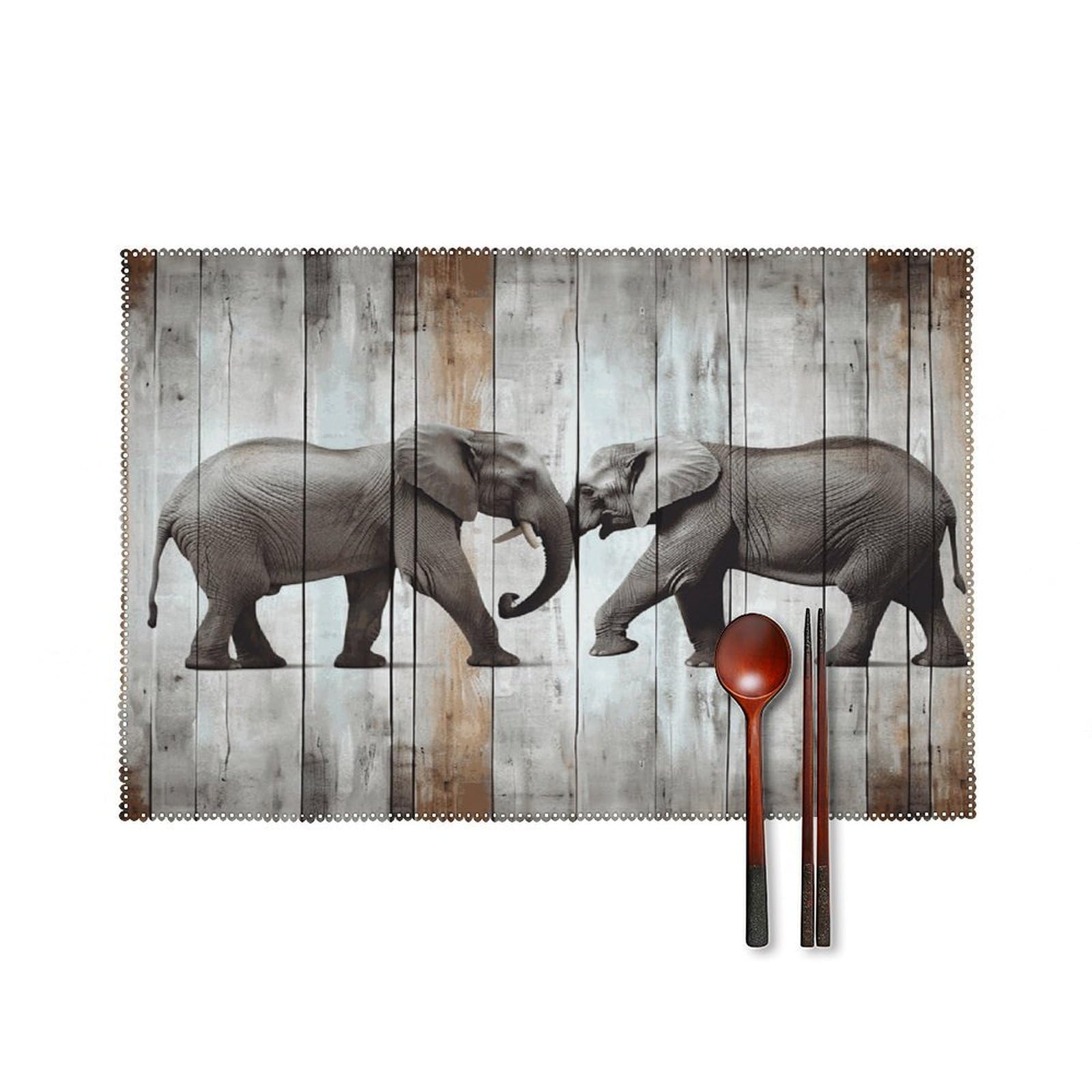 Fodpand Style Elephant On Wood Placemats Set Of 4 Place Mats Table Mats