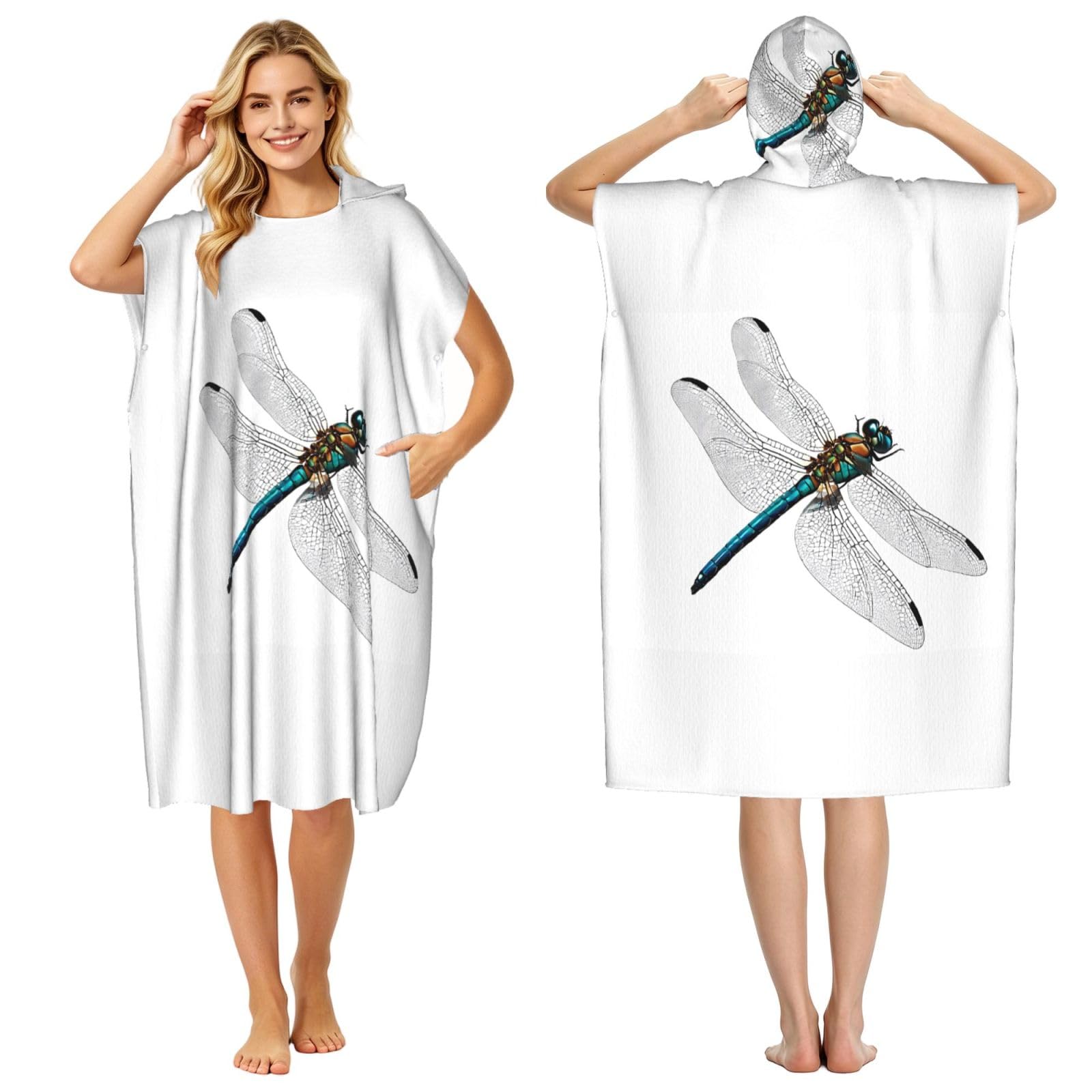 Poncho surf microfibre libellule adulte - Ne frissonnez plus après le bain
