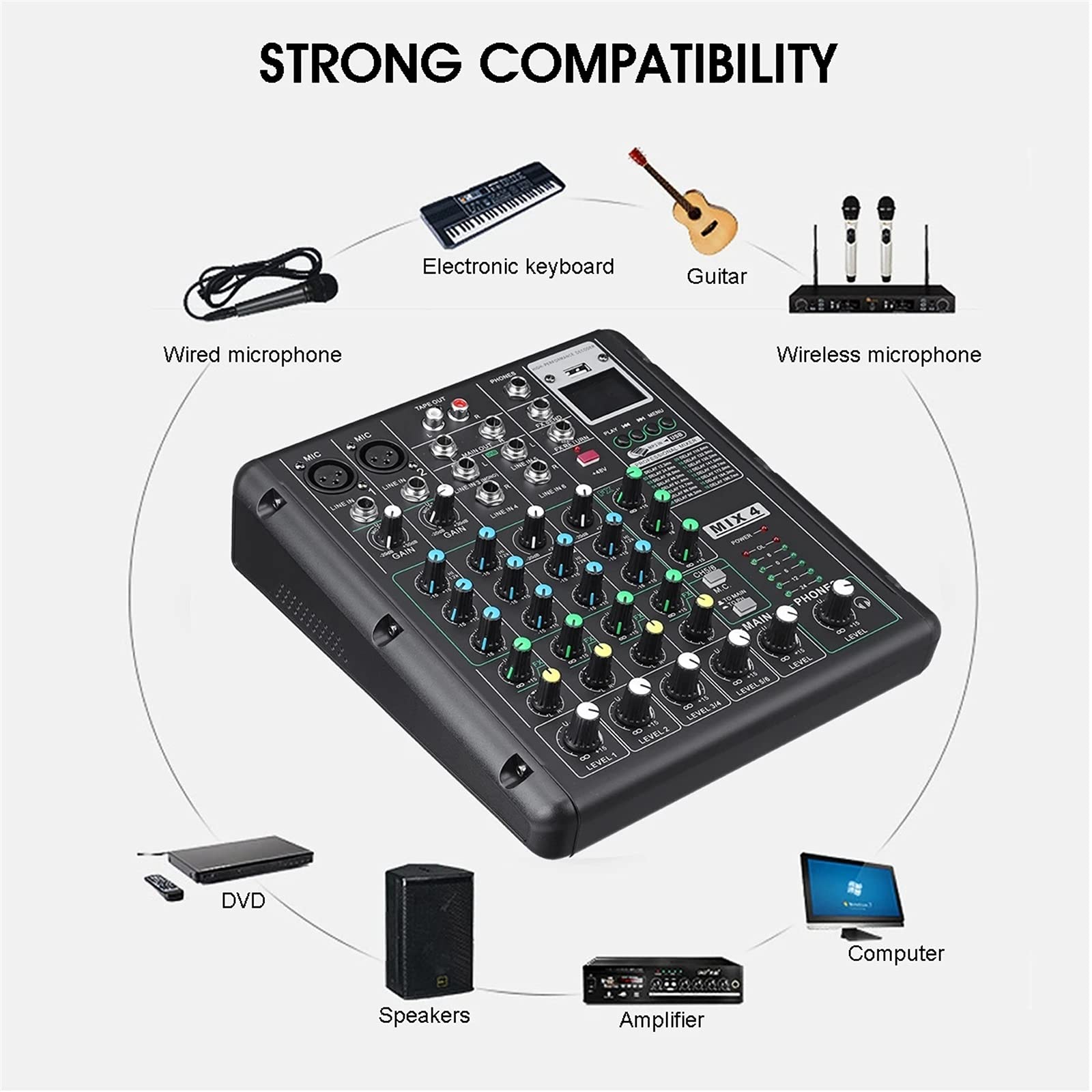 【新品未使用】6チャンネル DJオーディオミキサー USB Bluetooth Amazon | BOMGE 6チャンネルdjオーディオミキサー、MP3 USB
