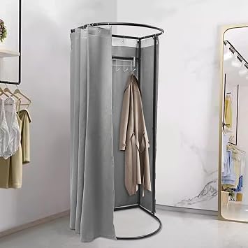 Portable Clothing Store Fitting Room, Changing Room with Shading Curtain, Privacy Screen Partition Protection Dressing Room