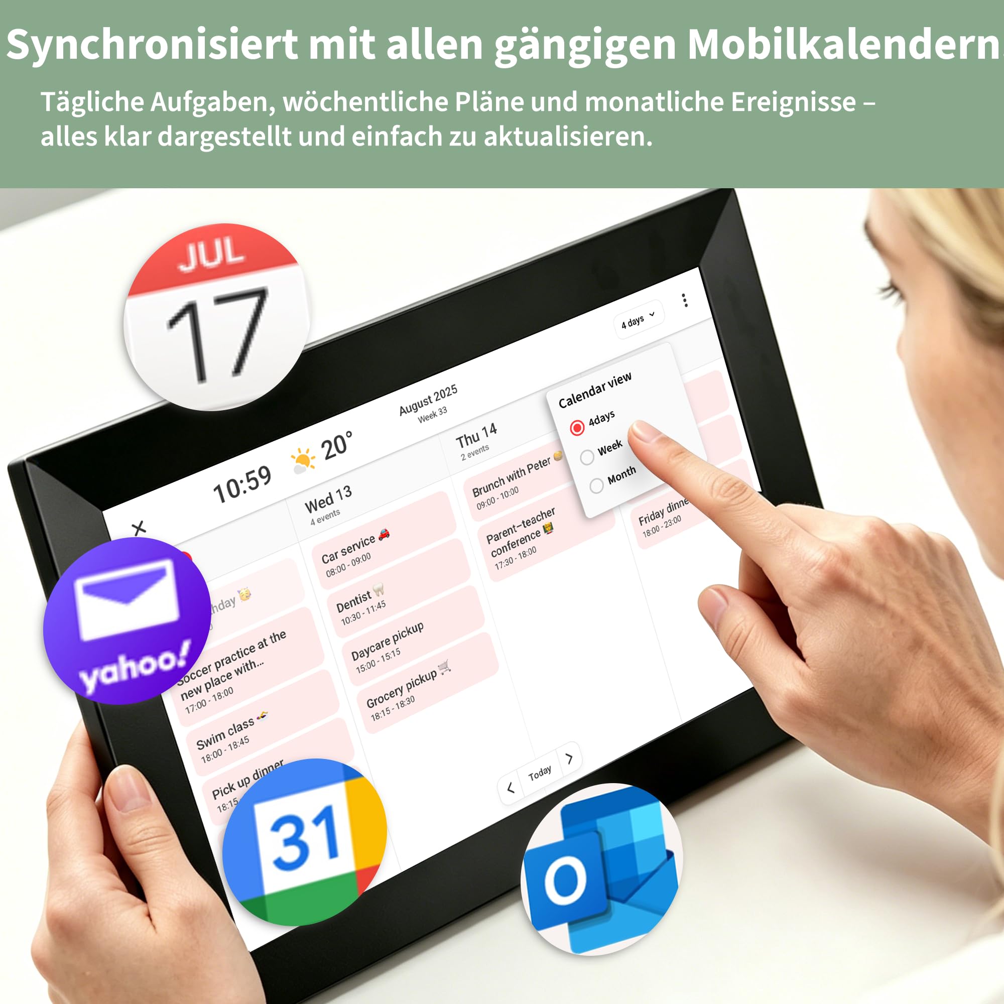 Veidoo Frameo 10.1 Zoll 32GB WiFi Digitaler Bilderrahmen 1280x800 HD IPS Touchscreen