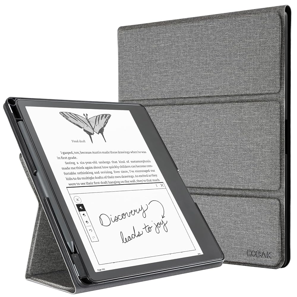 CoBak Case for Tablet Reader - All New PU Leather Cover with Auto Sleep Wake Feature for Tablet Reader 10.2" 2022 &amp; 2024 Released with Pen Holder (not Compatible with Remarkable),Orange Jasmine