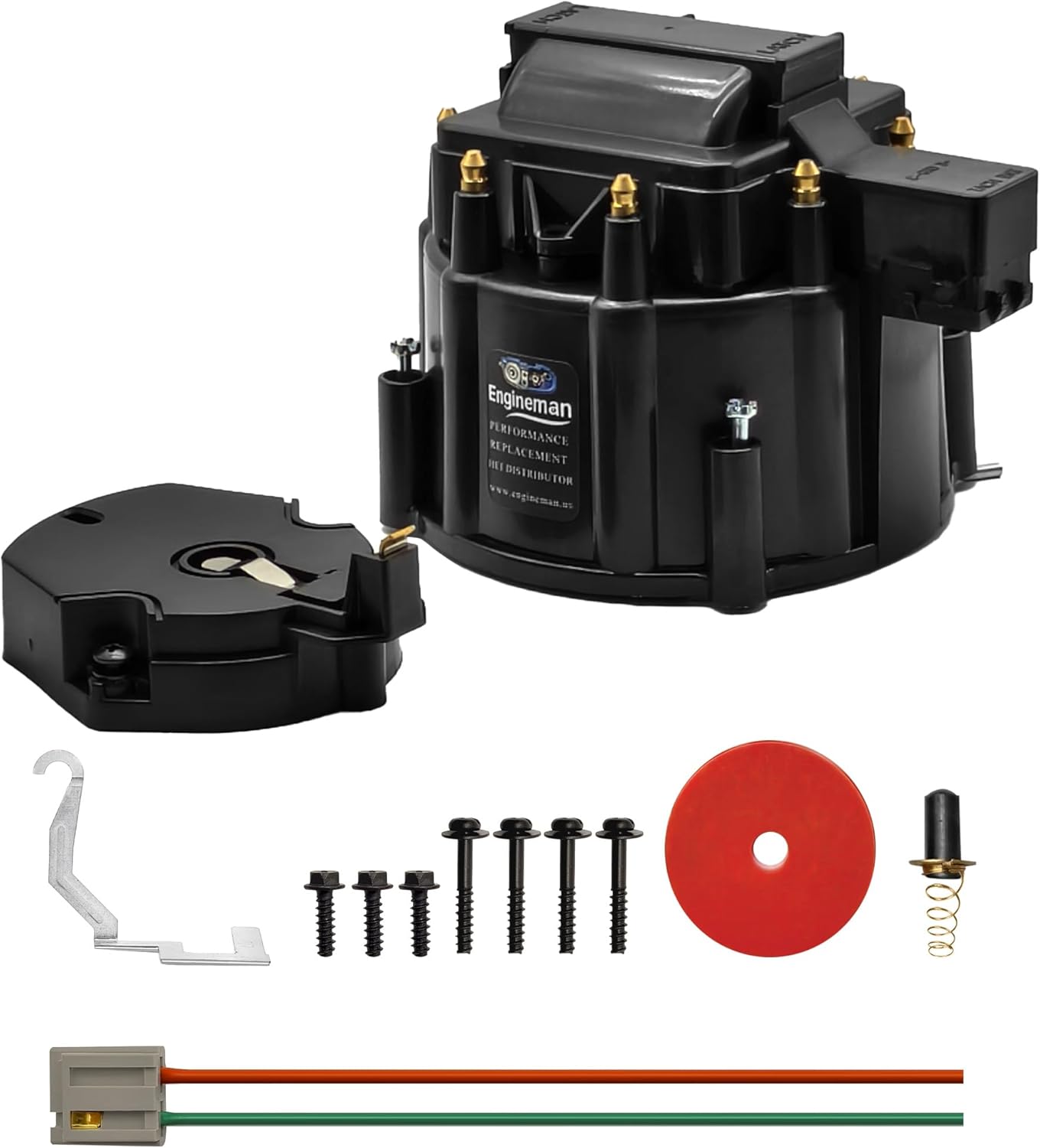 HEI Distributor Cap and Rotor Kit Replacement For K549 SBC 283 305 307 327 350 400 BBC 454 396 427 Black Male Large Distributor Cap Rotor Kit