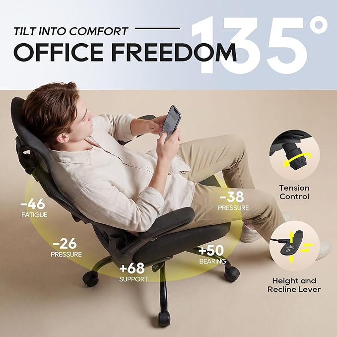 Silla de Oficina Ejecutiva Ergonómica con Respaldo de Malla miniatura 3