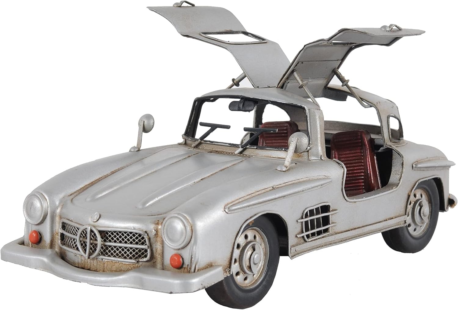 Old Modern Handicrafts Mercedes Benz Car Model - 300L Gullwing Silver Replica Model - A for Vintage Car Enthusiast for Home & Office - 13" x 6.5" x 6" inches
