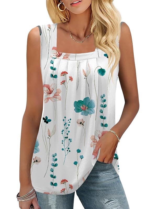 KTILG Womens Spring Tops 2026 Sleeveless Shirts for Women Trendy Square Neck Blouses Casual Work Boho Clothes S by KTILG - Used condition - US$7.27