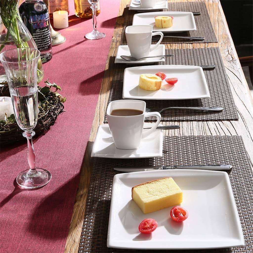 18- Piece Porcelain Ceramic Coffee Drinkware Sets with Coffee Cups, Saucers and Dessert Plates Service for 6