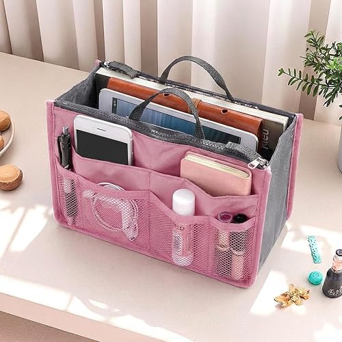 Large Capacity Insert Purse Organizer Nylon Multi-Pocket Handbag Tote Bag