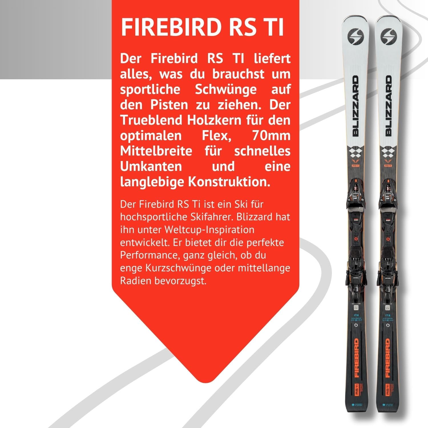 Blizzard Firebird RS Ti Skis alpiste ski alpin Full Camber avec fixation Xcell 12 Demo Z4-12 pour les conducteurs et les experts très sportifs Slalom Racecarver pour pistes préparées