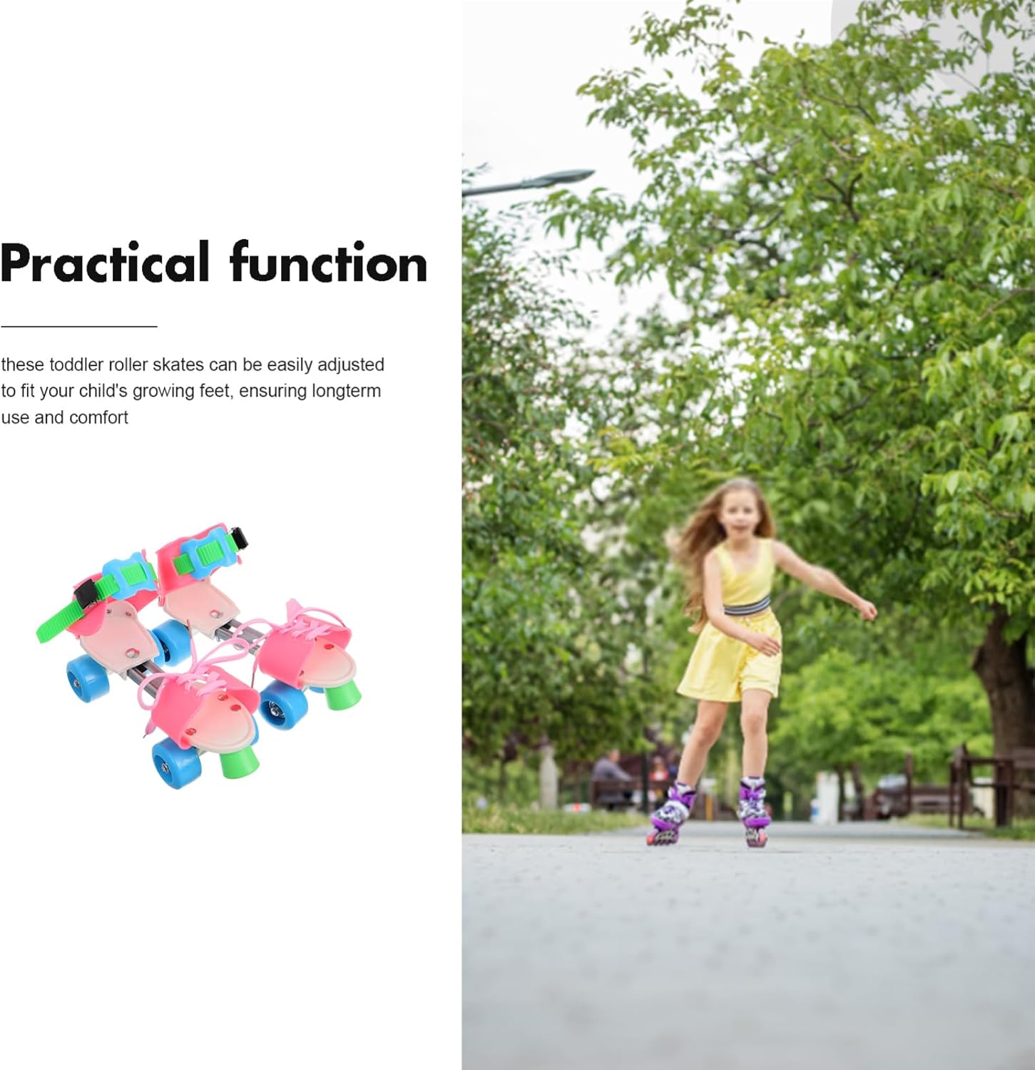 BESPORTBLE 1pair Boy Girl Roller Skates for Boys and Girls Easy Use Quad Skates for Indoor and Outdoor Skating for Ages Design Balance Wheels