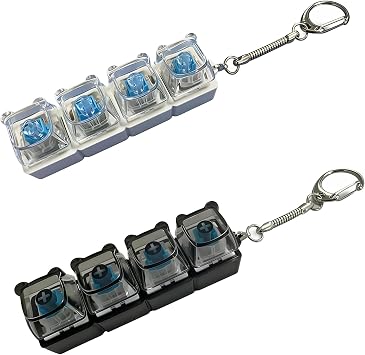 2 Pcs Adults Clicky Keyboard Fidget Toy, Mini Four Button Keychain Clicker