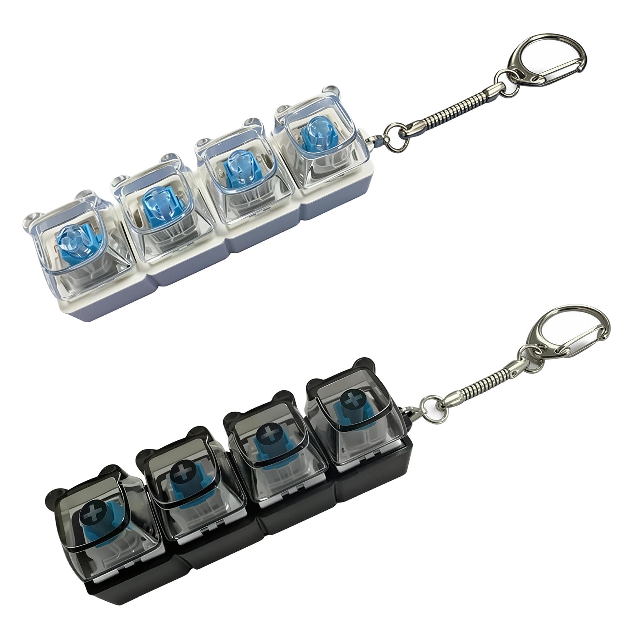 2 Pcs Keyboard Fidget Toy - Four-Button Keychain Fidget Clicker – Mini Keyboard Keychain Fidget with Click Buttons Toy- Portable adhd Fidget Toy for Office, School & Travel