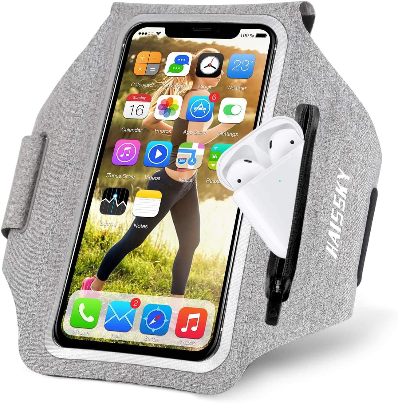 Guzack アームバンド ランニングアームバンド スマホ ポーチ 腕 ジョギングアームバンド Airpodsジッパーポケット付き ランニングスマホケース ランニング スポーツアームバンド 携帯ホルダーマラソン スマホホルダー ジョギング ランニングアームポーチ マラソン携帯