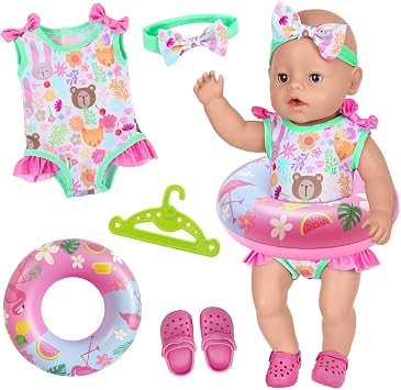 Baby Doll Swimsuits 43cm, 5 Pcs Baby Doll Clothes Swimsuit
