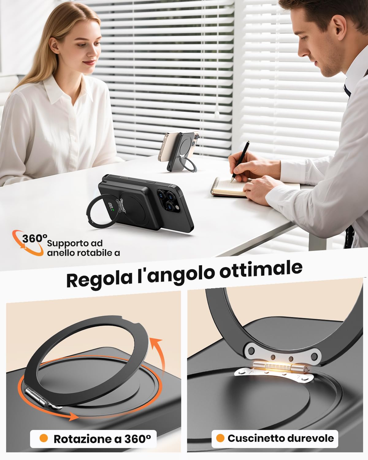 SOARAISE Power Bank Magnetico 10000mAh - 20W PD Ricarica Rapida Caricatore Portatile, Power Bank Wireless con USB C Ingresso e Uscita per iPhone 16/15/14/13/12/Pro/Pro Max